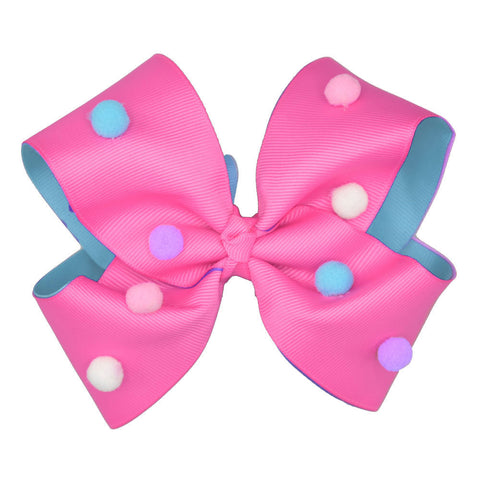 Madmia - Pink & Turquoise PomPom Bow