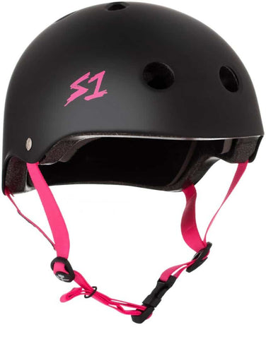 S-One Lifer Helmet - Matte Black with Pink Straps