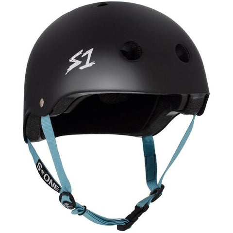 S-One Lifer Helmet - Lit Undialed Black Matte/Light Blue Straps (AUS/NZ Certified)