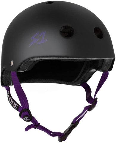 S-One Lifer Helmet - Matte Black with Purple Straps (AUS/NZ Certified)