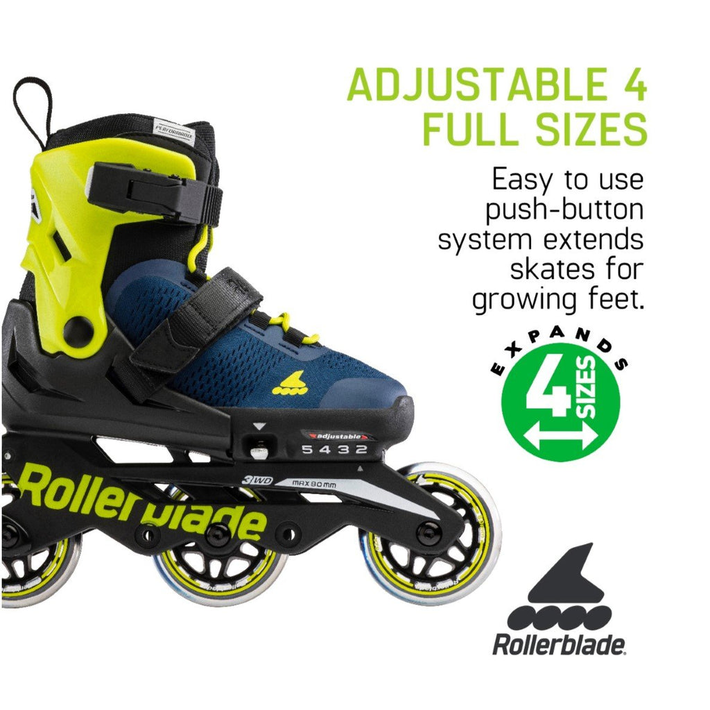 Rollerblade Microblade 3WD Junior Inline Skates - Blue/Lime – Sk8House